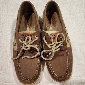 Sperry Top-Sider Boat Shoes Brown Leather with Pink Accents